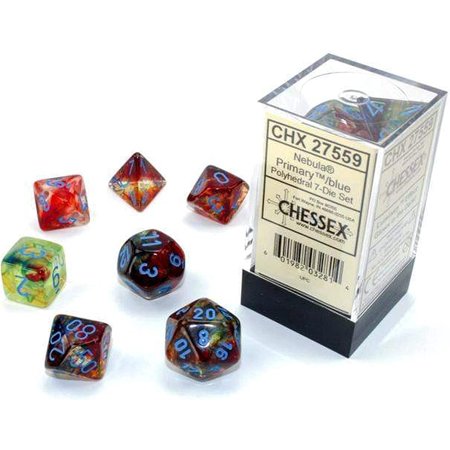 Chessex Nebula 16mm D6 Dice Block - 12 Primary/Blue Dice With Glow-in-the-Dark Flecks | Gaming Dice Set For D&D