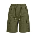 thumbnail image 7 of Hurxie Cargo Shorts for Women Elastic Waist Knee Length Bermuda Shorts Summer Outdoor Waterproof Hiking Pants with Pockets Army Green,L, 7 of 7