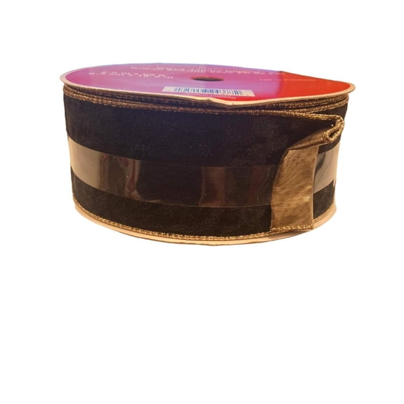 Celebrate it Christmas Black and Gold Ribbon 2.5inx60ft