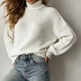 thumbnail image 4 of XUNKUSGA Womens Turtleneck Sweater Classic Solid Color Chunky Knit Pullover Sweaters Loose Casual Long Sleeve Fall Winter Tops Soft Warm Cozy Sweaters for Women Daily Wear,Size 3XL, 4 of 9