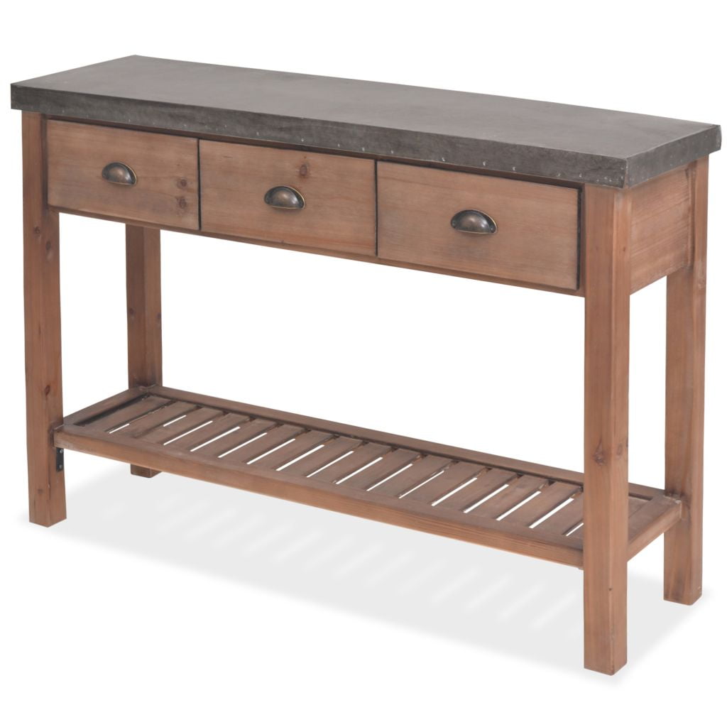 Kepooman Console Table with 3 Drawers for Living Room, Brown Kepooman Console Table with 3 Drawers for Living Room, Brown