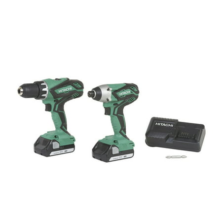 Factory-Reconditioned Hitachi KC18DGLS 18V Lithium Ion Cordless Combo Kit DV18DGL Hammer Drill & WH18DGL Impact Driver with 2 1.5 Ah Batteries