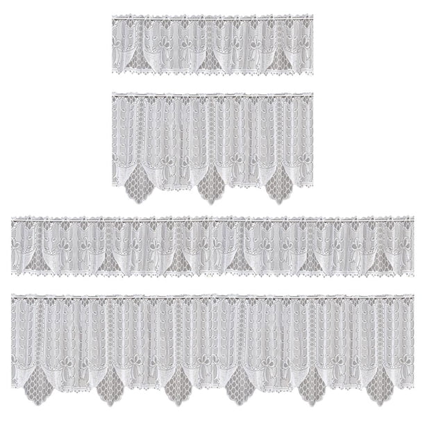 Cortina de ventana de encaje de Fibra Toystoory 2 piezas Blanco 160x60cm + 160x30cm