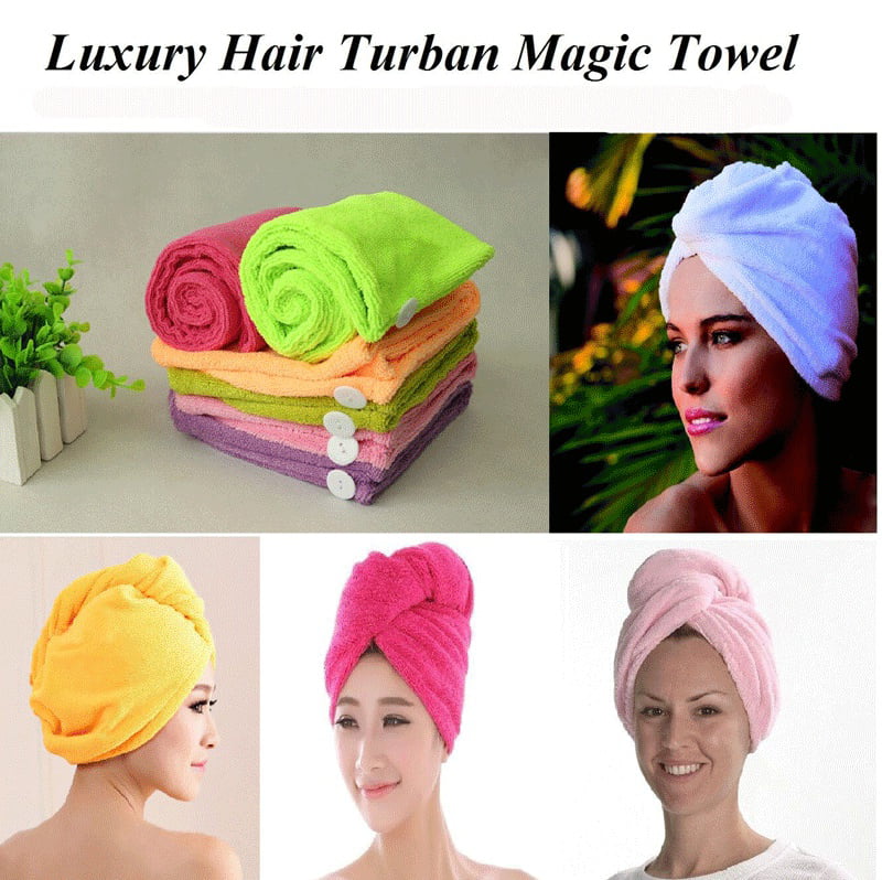 Details about   NEW QUICK DRY MAGIC HAIR TURBAN TOWEL MICROFIBRE HAIR WRAP BATH TOWEL CAP HAT 