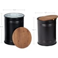 thumbnail image 3 of YANGLI Farmhouse Accent Side Table, Rustic Storage Ottoman Seat Stool, Galvanized Antique Metal End Table Box Bin with Round Wood Lid, Nesting Set of 2, Black, 3 of 6