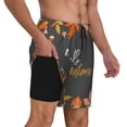 thumbnail image 2 of Kdxio Autumn And Fall Leaves Print Men'S Swim Trunks With Compression Liner 7 Inch Inseam Quick Dry Swim Shorts, 2 of 7