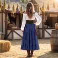 thumbnail image 6 of Womens Off Shoulder Renaissance Dress Bell Sleeves Vintage Medieval Peasant Long Dresses Halloween Pirate Costume(BlueS), 6 of 6