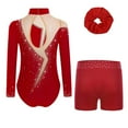thumbnail image 7 of iiniim Little Girls Dance Unitards Biketards with Scrunchie 3Pcs Gymnastic Tracksuit Ballet Leotard A Burgundy 6, 7 of 7