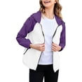 thumbnail image 4 of GUACER Colorblock Lightweight Hooded Windbreaker for Women with Storage Pouch, Packable Nylon Waterproof Zip-Up Jackets, 4 of 8
