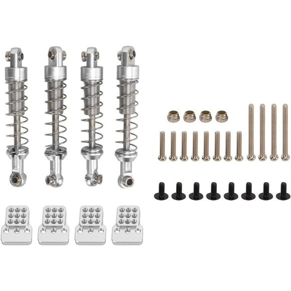 ZOUSSIQI Amortisseur RC, Ensemble Universel de 2 Paires d'Amortisseurs en Métal RC avec Support de Choc, Convient pour WPL C14, C24, pour MN D90, Pièces de Mise à Niveau de Voiture RC 99S (Argent) CA919-60224