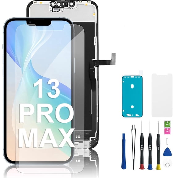 for iPhone 13 PRO MAX Screen Replacement HD 6.7" LCD Display and 3D Touch Digitizer Assembly with Repair Tools,Screen Protector, and True Tone for A2484, A2641, A2644, A2645, A2643