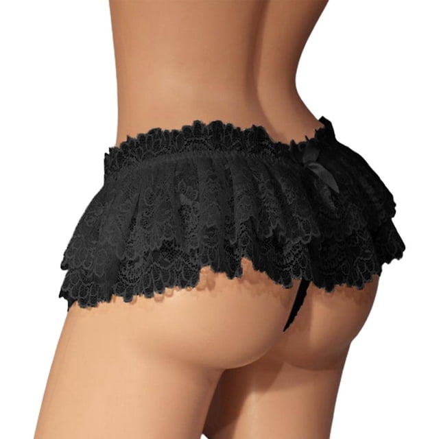 Lencería de encaje sexy para mujer Tutu Mini falda Babydoll Ropa interior Tanga Tanga