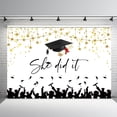 thumbnail image 4 of She Did It Graduation Backdrop Congrats Grads She Did It Photography Background Graduation Party Decorations Banner for Girl Gold Star Graduation Party Decor Poster Photo Booth Props, 4 of 5