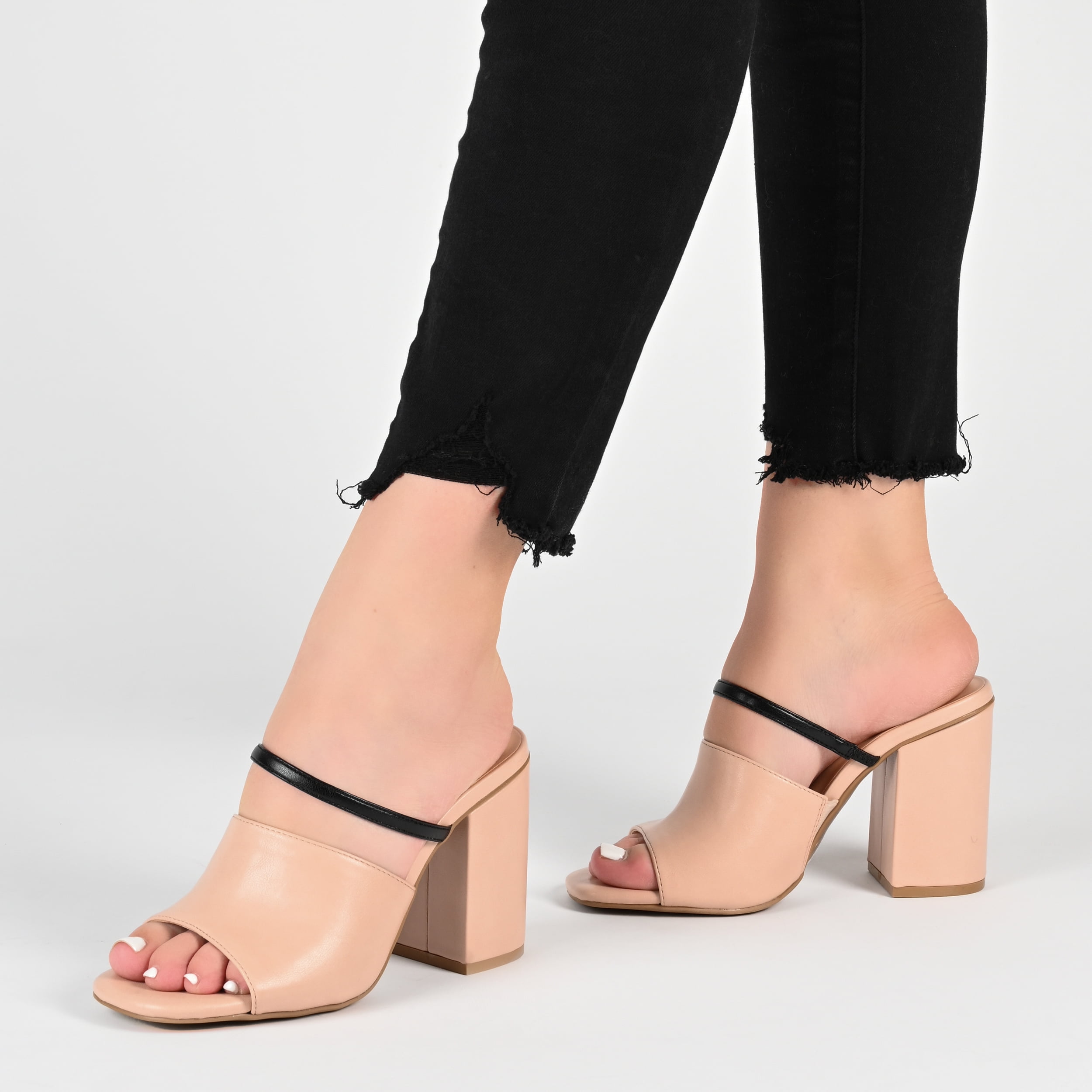 Journee Collection Womens Heiddy Tru Comfort Foam Open Square Toe Block Heel Sandals