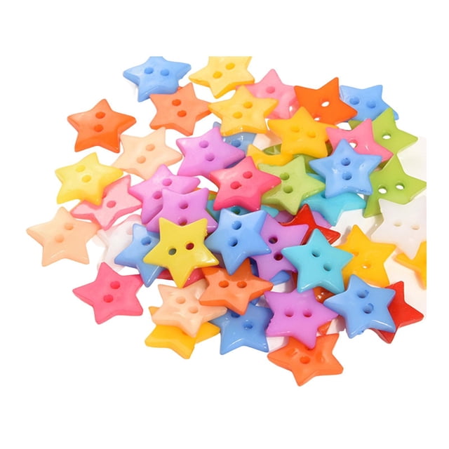 100 piezas de botones de costura con 2 agujeros para manualidades, álbumes de recortes y regalos Estrella de cinco puntas