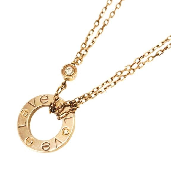 Pre-Owned Cartier Love Circle Necklace, 18KPG Diamond, Double Chain, 750 Round, for Men and...