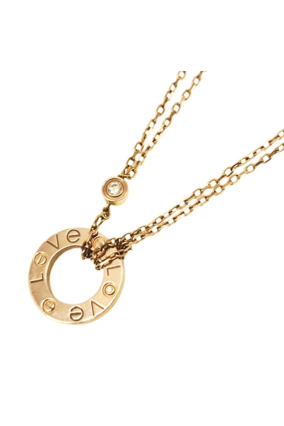 Pre-Owned Cartier Love Circle Necklace, 18KPG Diamond, Double Chain, 750 Round, for Men and...
