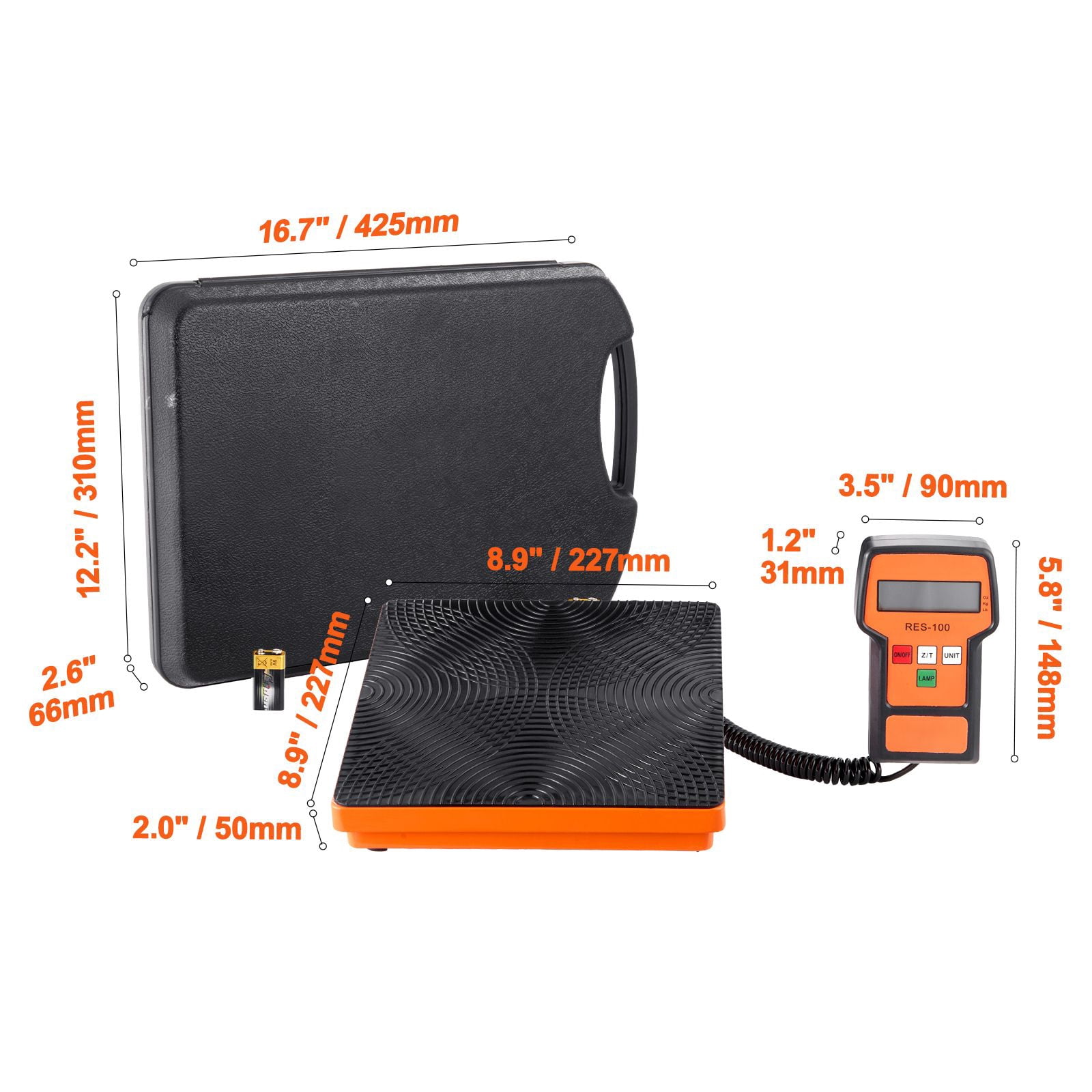 Refrigerant Scale 220 LBS HAVC Charging Recovery Freon Scale, with Wired Remote Control, 5g High Precision Electronic Digital Recovery Weight Scale with Case and Dry Battery