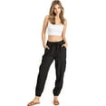 thumbnail image 4 of C'est Toi Women's High Rise Baggy Cargo Woven Tencel Jogger Pants (S, Black), 4 of 4