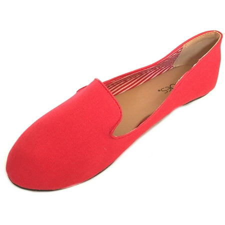 Womens Faux Suede Loafer Smoking Shoes Flats 102a Red 5/6