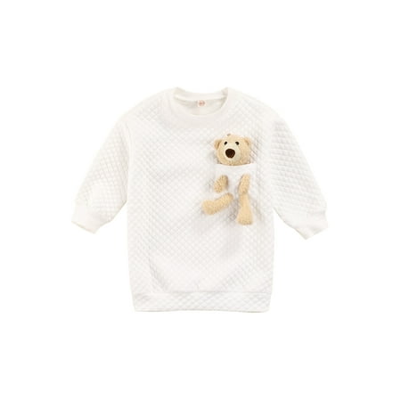 

Fanvereka Toddler Kid Girls Boys Sweatshirt Long Sleeve Round Neck Cartoon Bear Doll Loose Tops Fall Winter Pullover