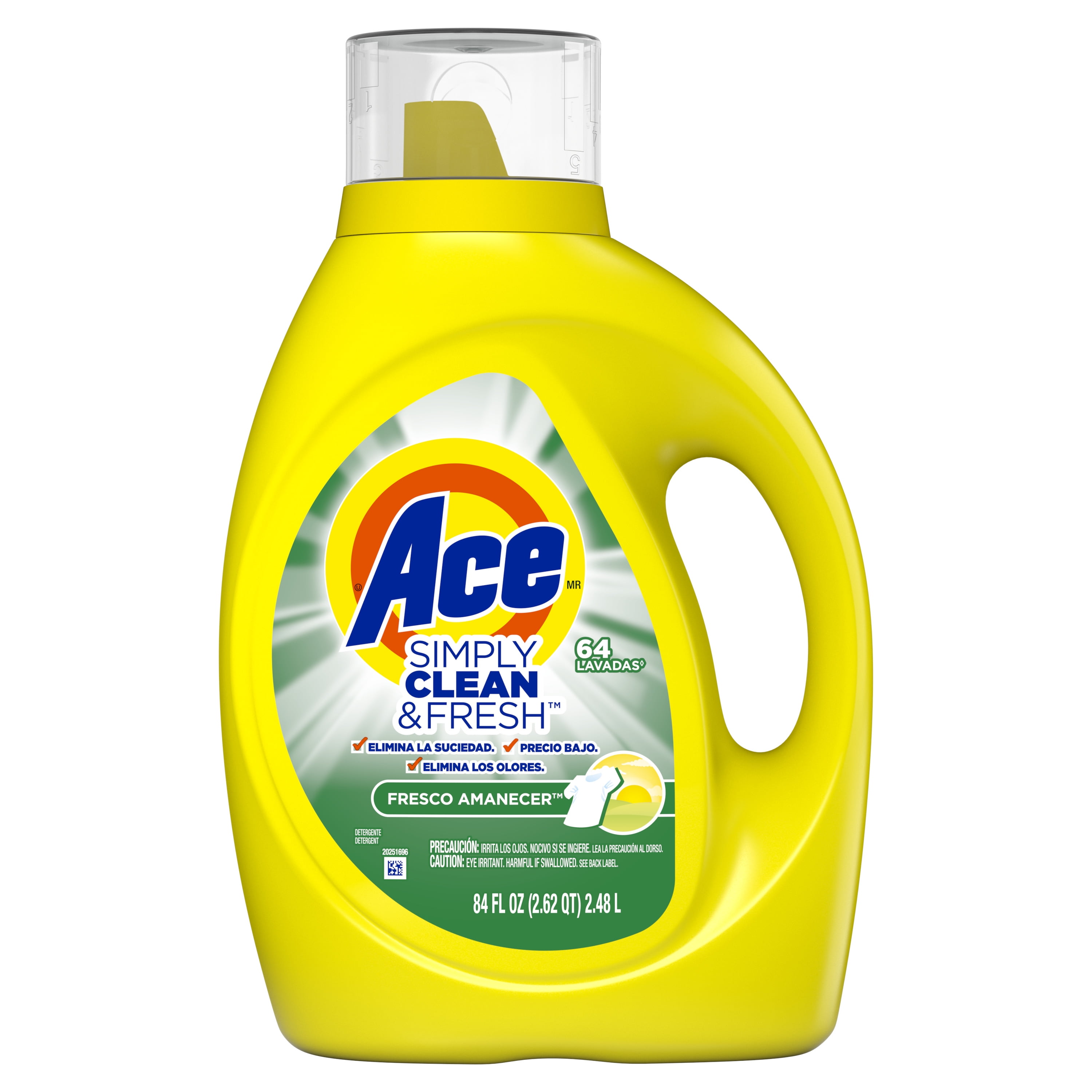 (3 pack) Ace Simply Liquid Laundry Detergent, Daybreak Fresh Scent, 84 fl oz, 64 Loads, HE Compatible