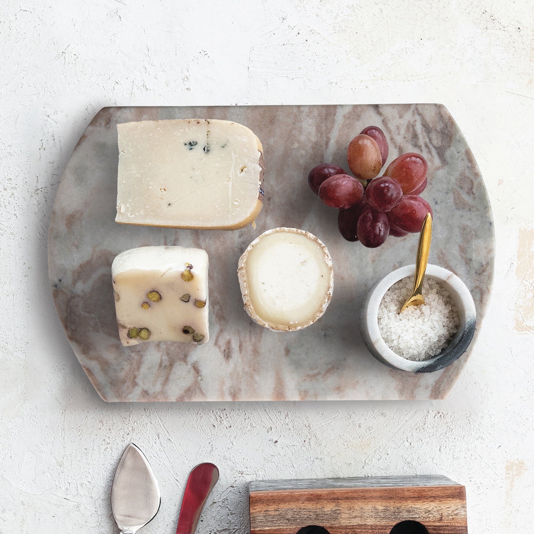 Creative Co-Op Long Marble Cutting Board, Buff