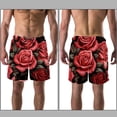 thumbnail image 3 of luoweisi Men's Beach Shorts Quick Dry Swim Trunks with Mesh Lining Roses XL, 3 of 5