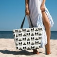 thumbnail image 5 of Large Beach Bags Water-resistant Sandproof - Minimalist Cute Cartoon Cat Face Cute Beach Tote Bags for Women with Zipper, 5 of 6