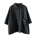 thumbnail image 5 of Summer Tops, Duoif Women's Artistic Linen Half Sleeve Top, Loose Casual Style Shirts for Women Black XL, 5 of 6