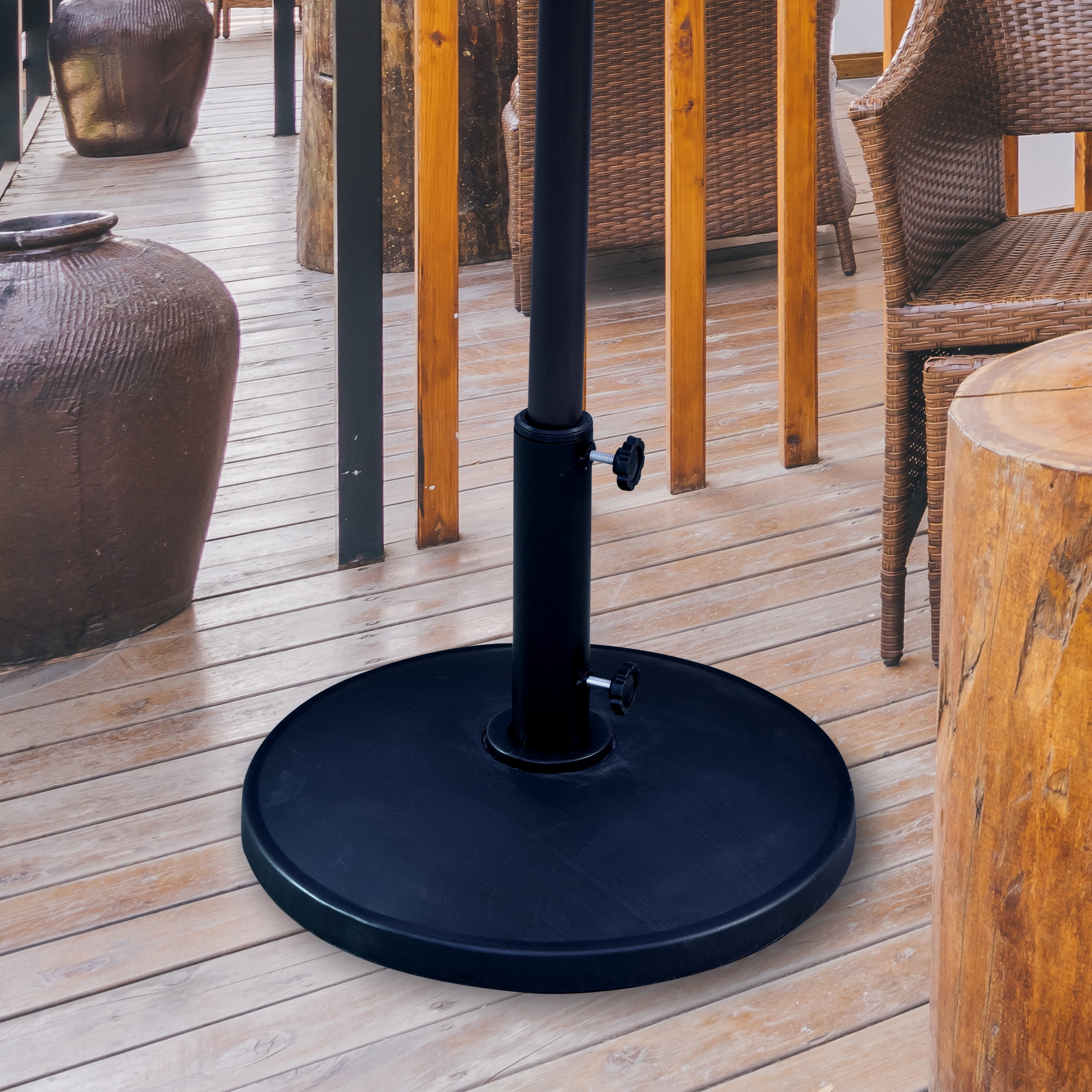 Westin Outdoor Round Resin Concrete Umbrella Base Weight, Black