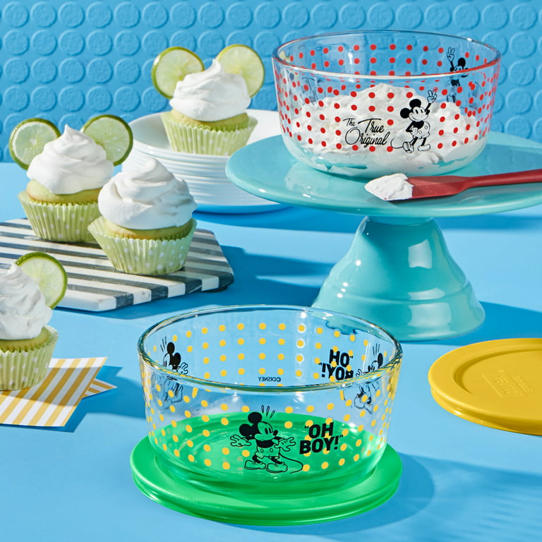 ❤️ NEW 8-pc PYREX Disney MICKEY MOUSE 4 Cup Glass STORAGE BOWL SET w/C –  Tarlton Place