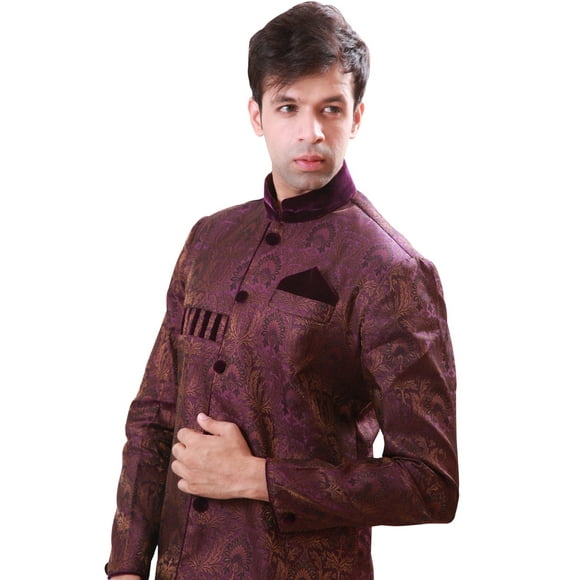 Velvet Work Indian Wedding Indo-Western Sherwani for Men. This product is custom made to order.