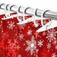 thumbnail image 4 of Small Stall Shower Curtain 36x72 Inch Narrow Half Size Red Christmas Bath Curtains Bathroom Decor, Shiny Red White Snowflake Xmas Waterproof Fabric Shower Curtain Set with Hooks 36 Inch, 4 of 8