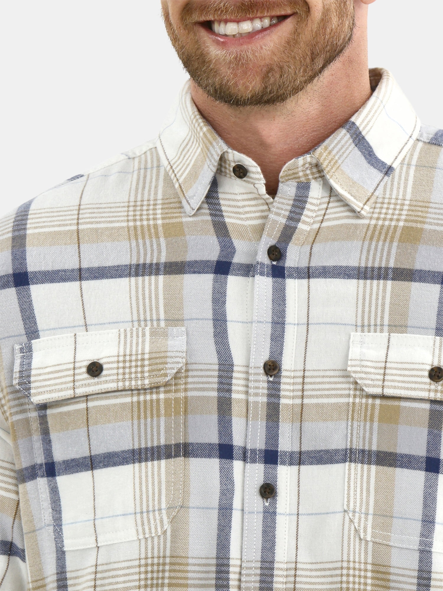 George Men's & Big Men's Relaxed Fit Double Pocket Flannel Shirt, Sizes XS-3XLT