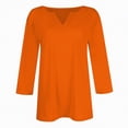 thumbnail image 7 of KPOPLK Womens 3/4 Length Sleeve Blouses Business Tops Dressy Casual V Neck Cute Hollow Out T-Shirts(M,b165-Orange), 7 of 7