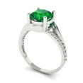 thumbnail image 2 of Solitaire with Accents Engagement Ring for Women - 1.71ct Simulated Emerald in 14K White Gold Promise Ring, 2 of 6
