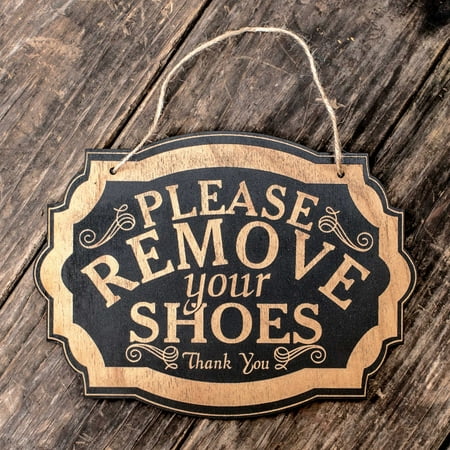 Please Remove Your Shoes - Black Door Sign (Best Way To Remove Plaque)