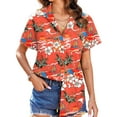 thumbnail image 2 of Fantaslook Hawaiian Button Down Shirts for Women Casual Short Sleeve Floral Print Blouses Summer Tops, 2 of 9