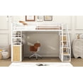 thumbnail image 5 of Harper & Bright Designs Full Size Loft Bed with Storage Staircase and Shelves, Heavy Duty Metal Loft Bedframe with Wardrobe and Lockers for Kids Teens, White+Natural, 5 of 15