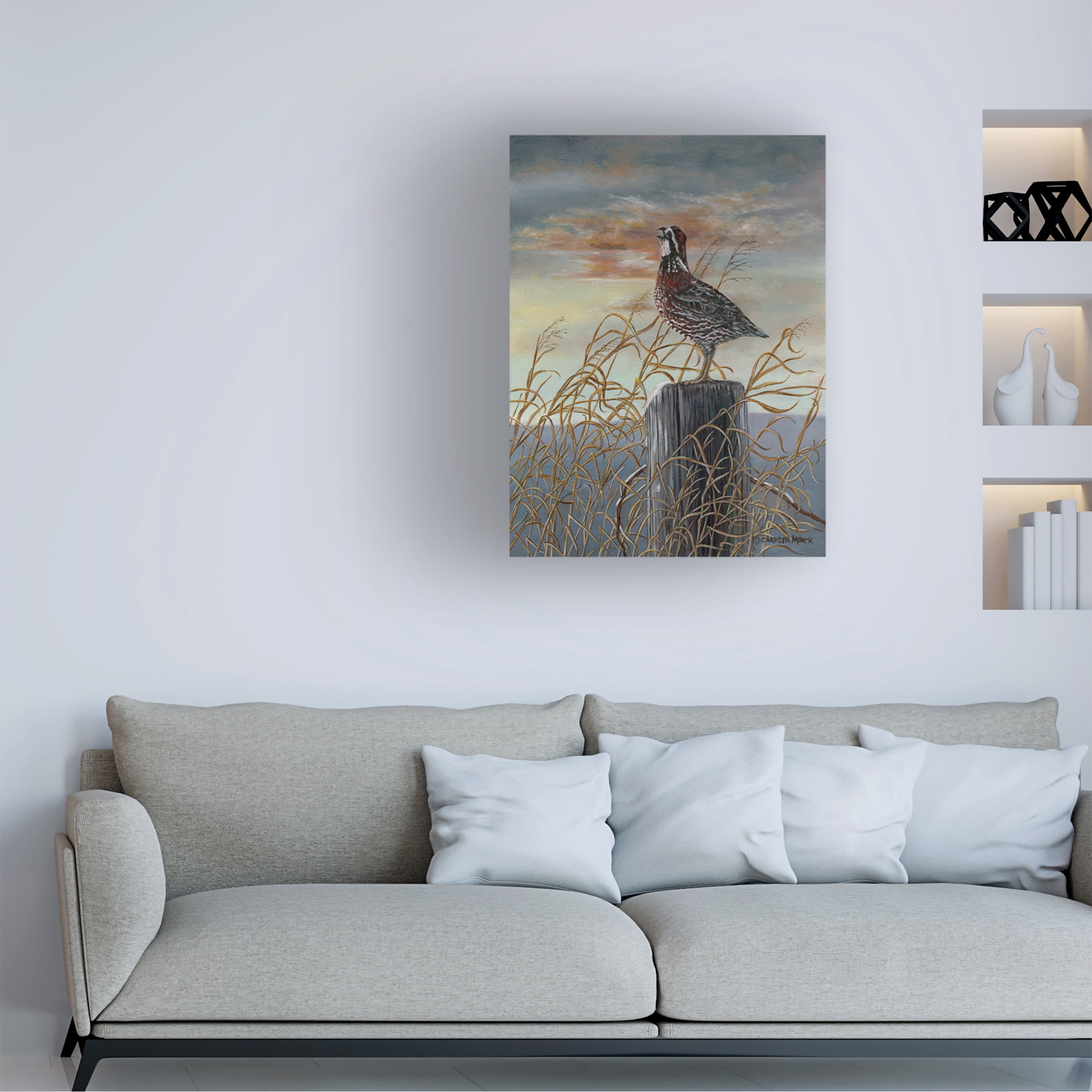 Trademark Fine Art Carolyn Mock Quail On A Post Canvas Wall Art - 18x24