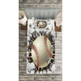 thumbnail image 3 of Ambesonne Sports Quilted Bedspread Set 2 Pcs, Baseball Wall Concrete, Twin Size, Ivory Pale Grey Orange, 3 of 3