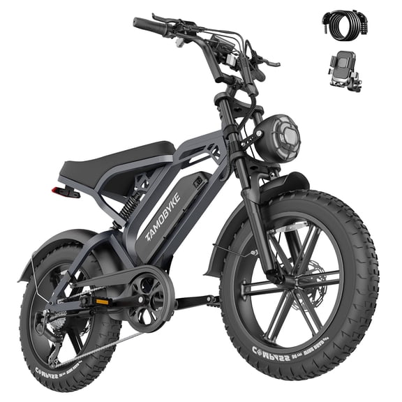 Tamobyke S20 Electric Bike for Adults,  1500W Peak Motor, 48V 15.6Ah Bttery, 30MPH Max Speed, 20"x4" Fat Tire E-Mountain Bicycle with Full Suspension UL2849