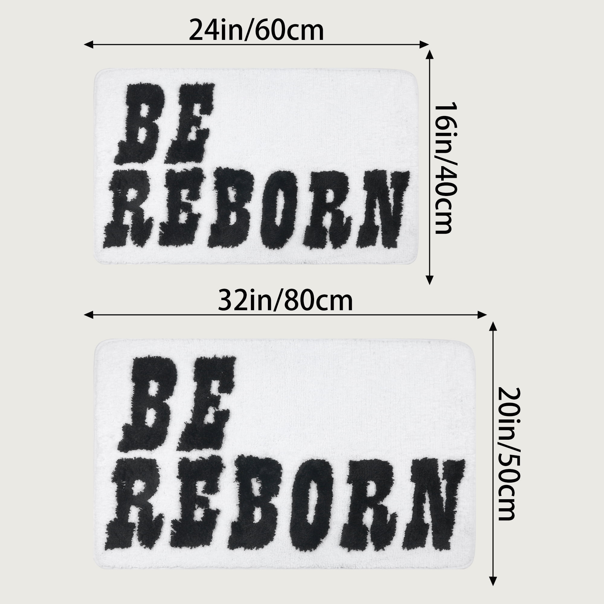 Unique Bargains Cute Letter Pattern Non-Slip Bath Rugs Soft Bath Floor Rug White 16" x 24"