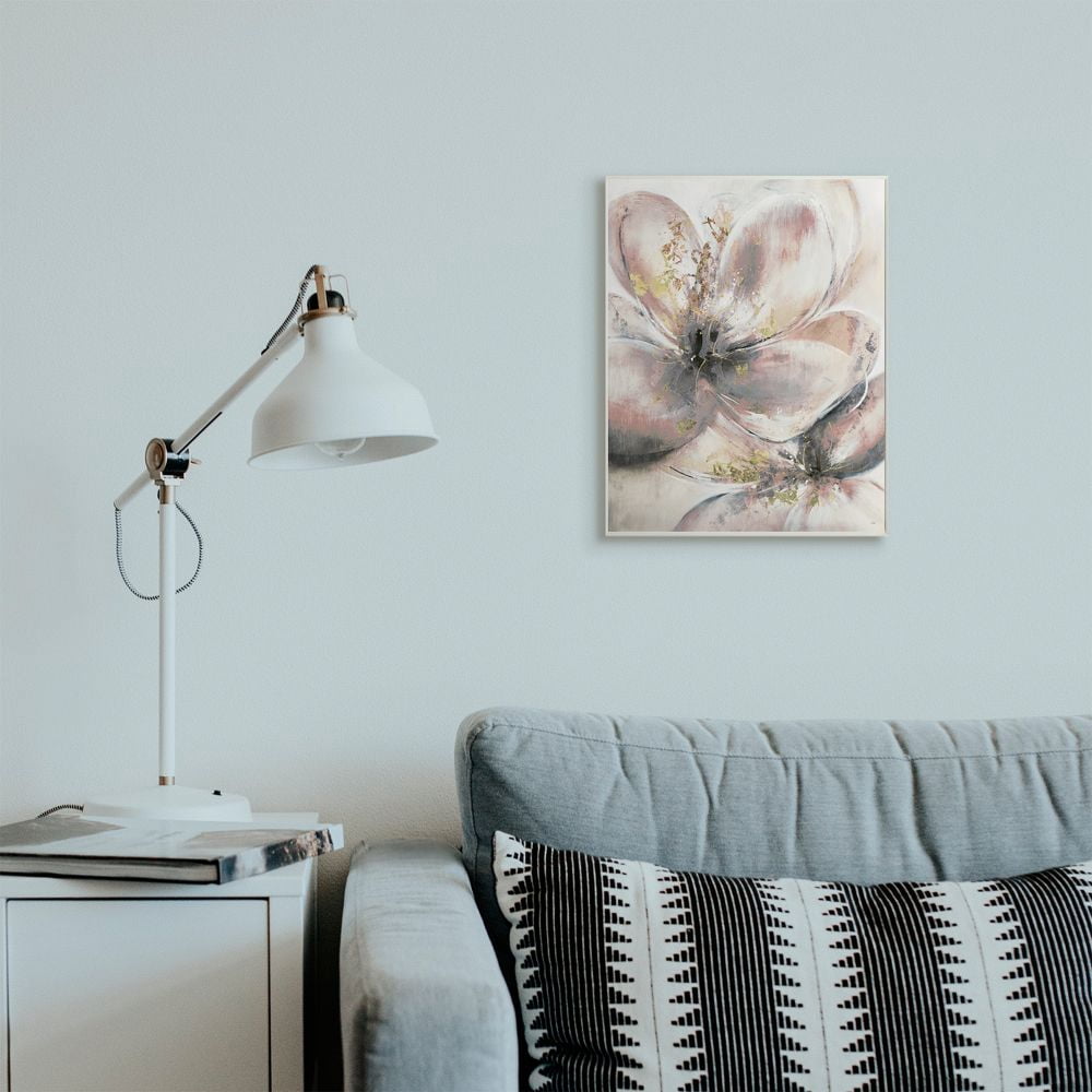 Stupell Industries Glam Pink Beige Flower Petals Floral Gold Painting Unframed Art Print Wall Art, 13x19, by K. Nari