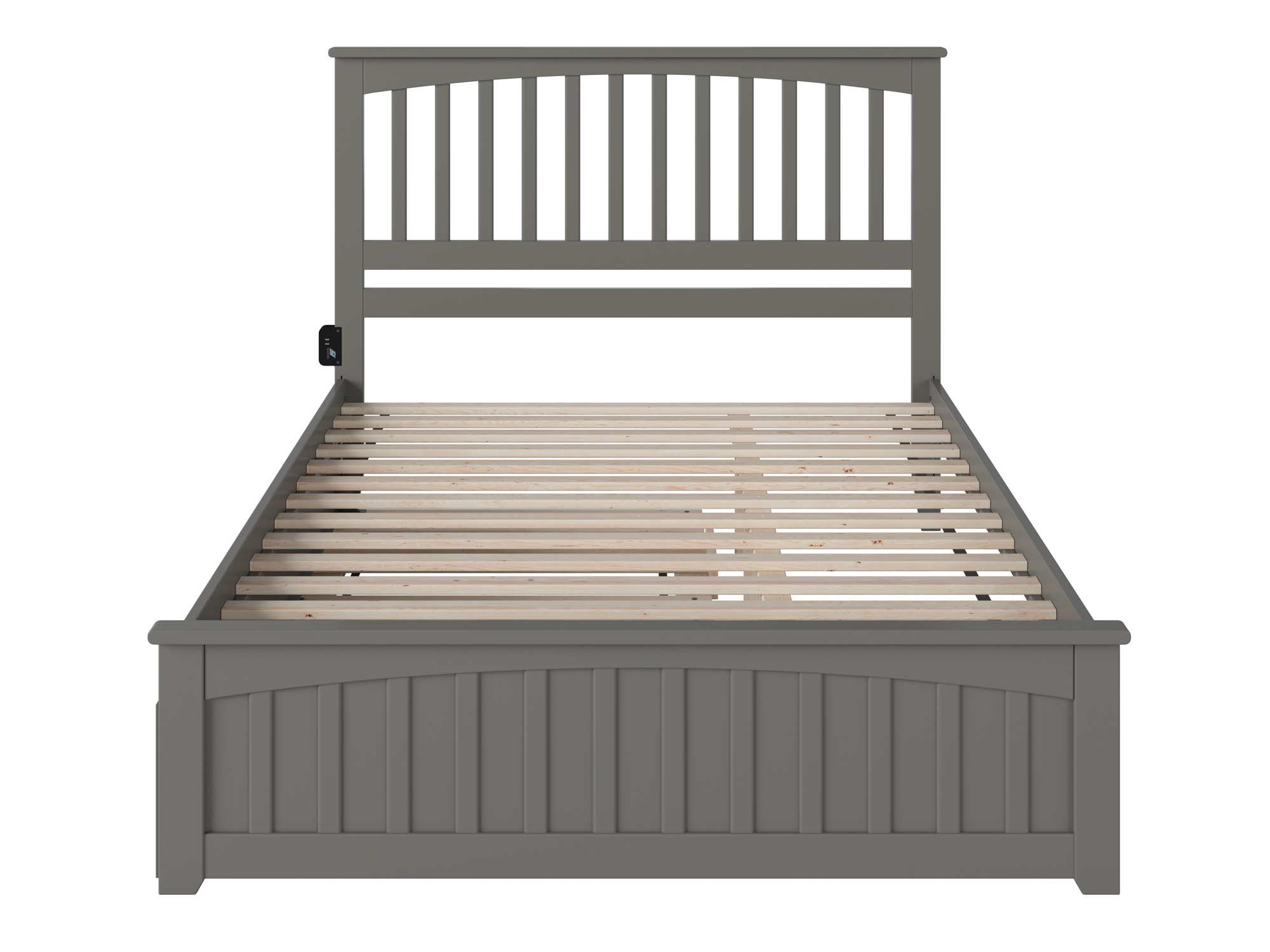 AFI Mission Queen Platform Bed with Wood Headboard Footboard & Twin XL Trundle, Grey