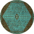 thumbnail image 1 of Ahgly Company Indoor Round Persian Turquoise Blue Traditional Area Rugs, 6' Round, 1 of 4