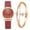 Red, variant on Jewelry VerPetridure Women Watches Bracelet Set Flowers Ladies Bracelet Watch Casual Leather Quartz