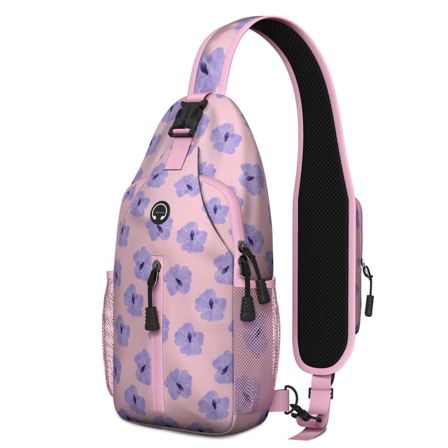 Romantic Rose and Peony Pattern Sling Backpack, Lightweight Durable Crossbody Daypack, Adjustable Strap, Multiple Compartments for Travel, Outdoor Activities, City Walks