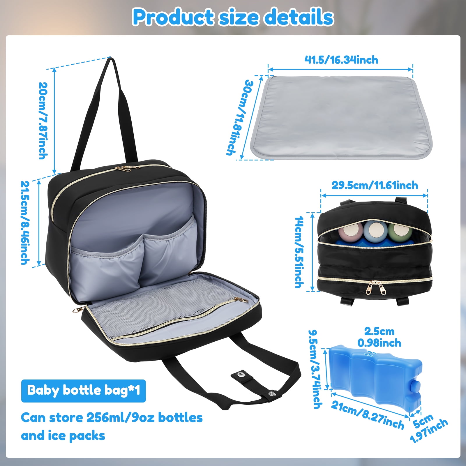 Wearable Breast Pump Bag with Cooler Compartment Portable Breastmilk Cooler Bag with Ice Pack and Waterproof Mat for Breast Pump and Accessories